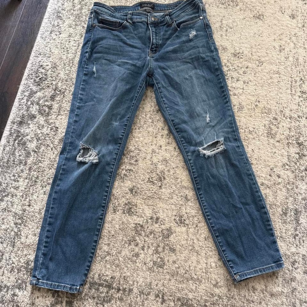 Judy Blue Med Wash Distressed Denim Jeans 13/31 Relaxed Fit